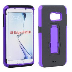 Samsung Galaxy S6 Edge Armor Hybrid Stand Case (Black Purple)